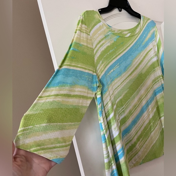 Ruby Rd. Favorites Lime Green & Turquoise Rayon Summer Blouse Women’s XL - Picture 6 of 11